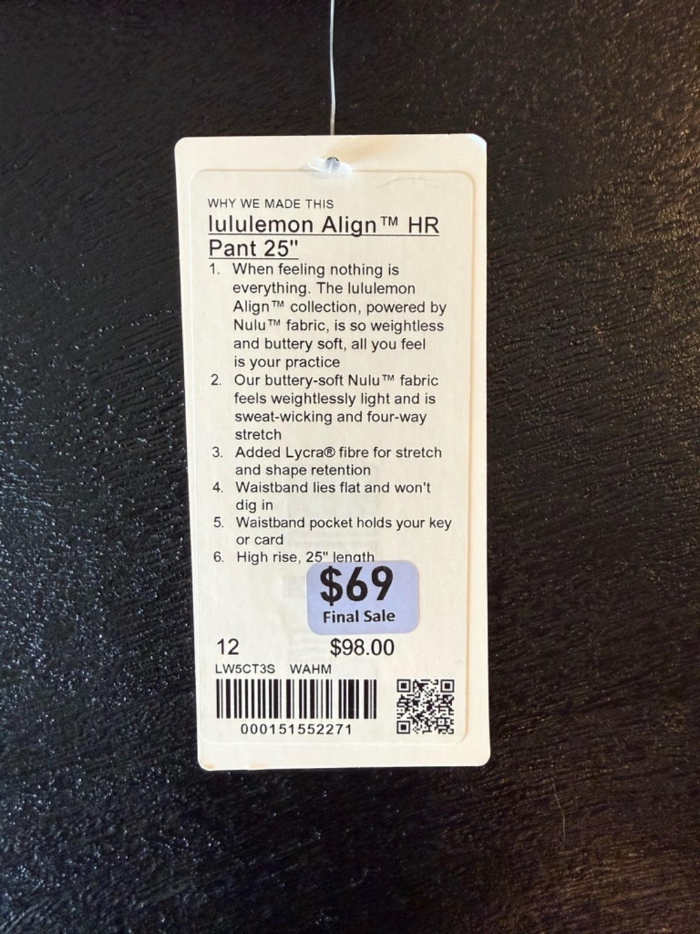 Lululemon Pink Leggings NWT High Rise Size 12 - Picture 2 of 2